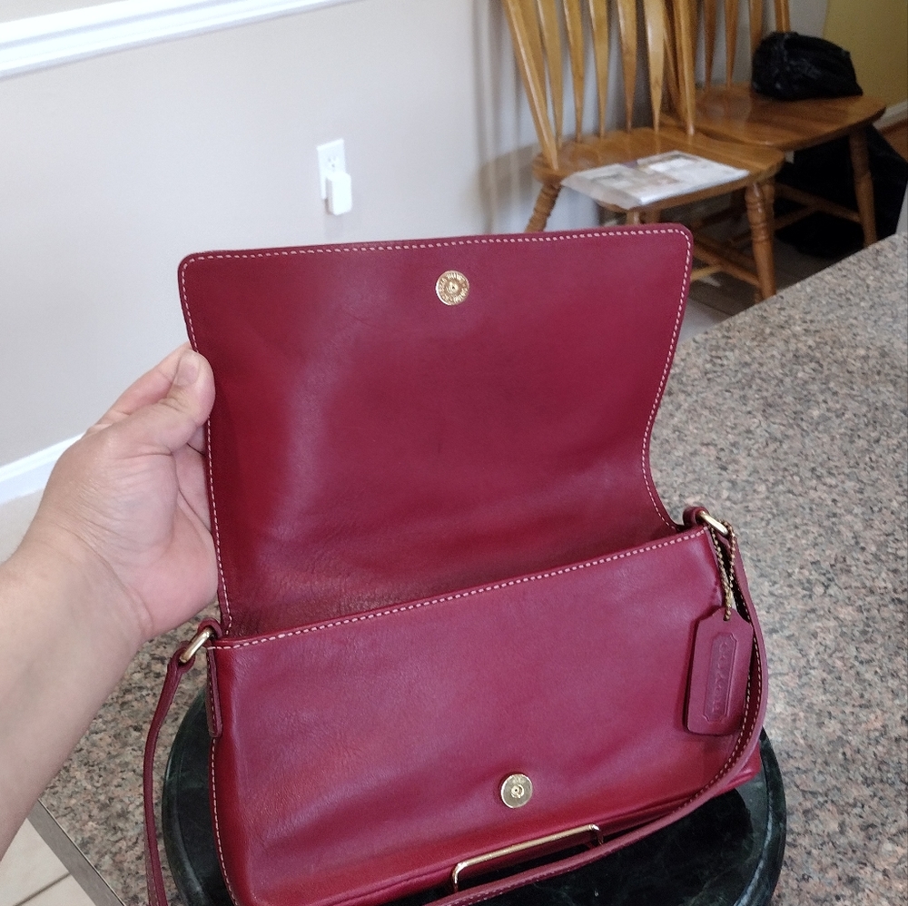 Coach Vintage Red Leather Flap Crossbody Bag - Picture 13 of 14